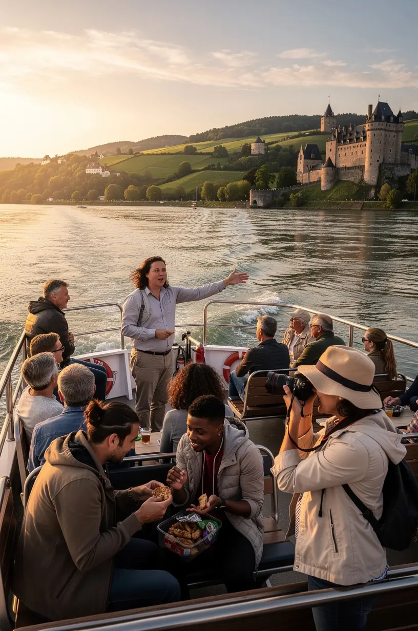 Panoramaansicht einer Burgruine auf einem Hügel mit Blick über das deutsche Alpenvorland bei Sonnenuntergang.